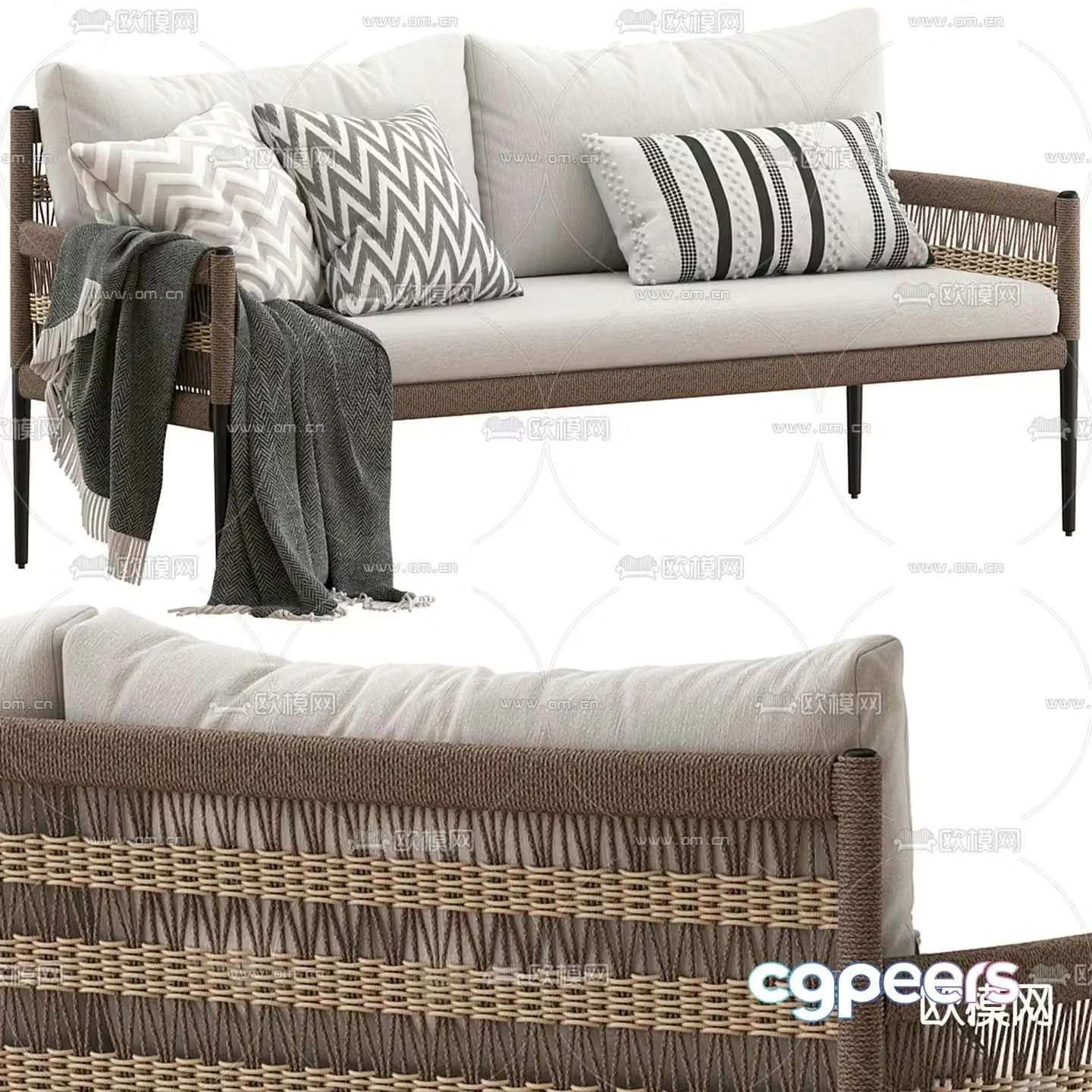 Coco Republic Elliss outdoor sofa 3d model