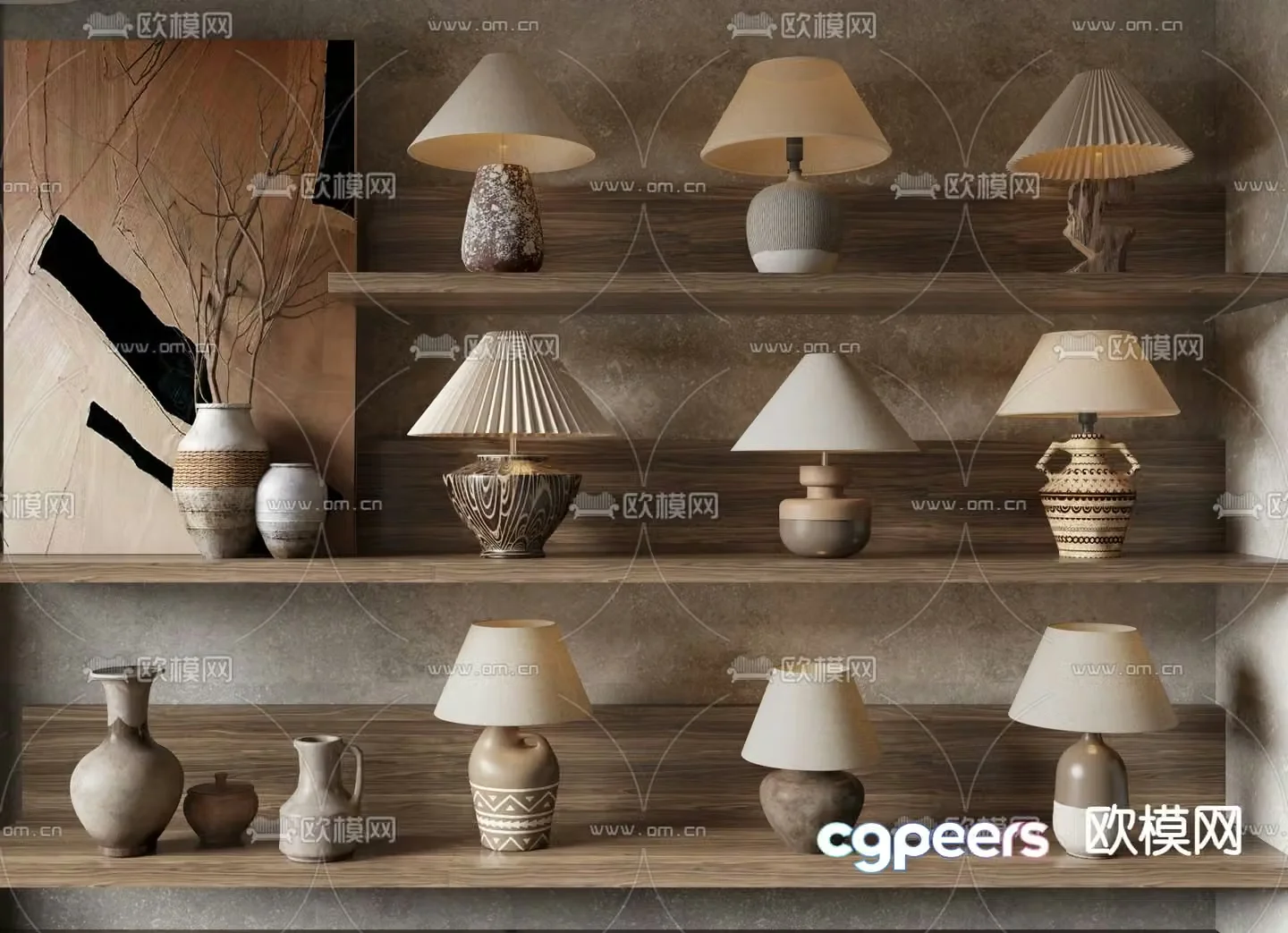 Wabi-sabi table lamp clay pot table lamp 3d model