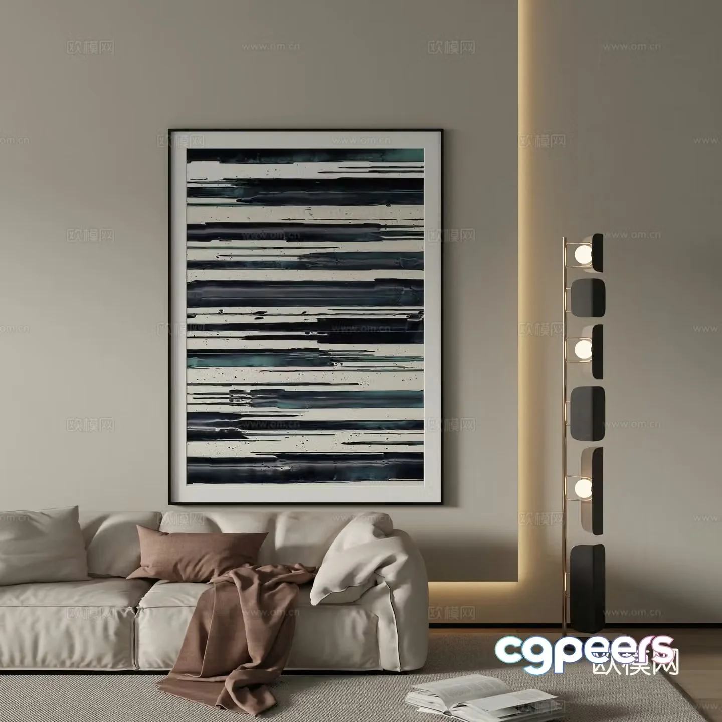 Modern abstract painting decorative painting 3d model