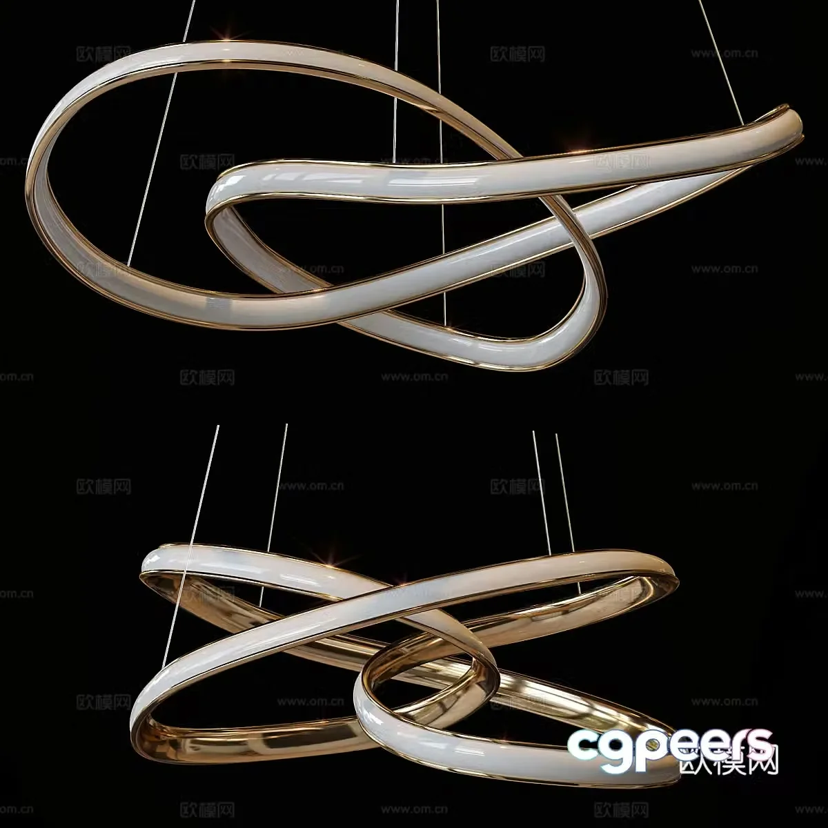 Modern light luxury linear decorative chandelier 3d model