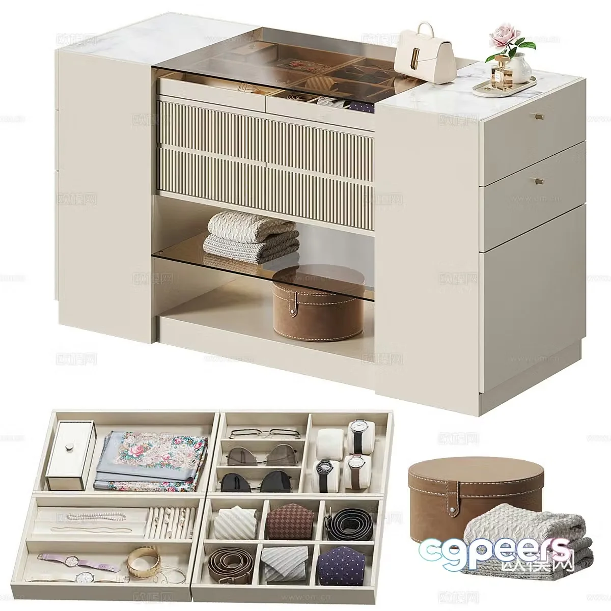 Modern Italian minimalist island jewelry cabinet 3D model