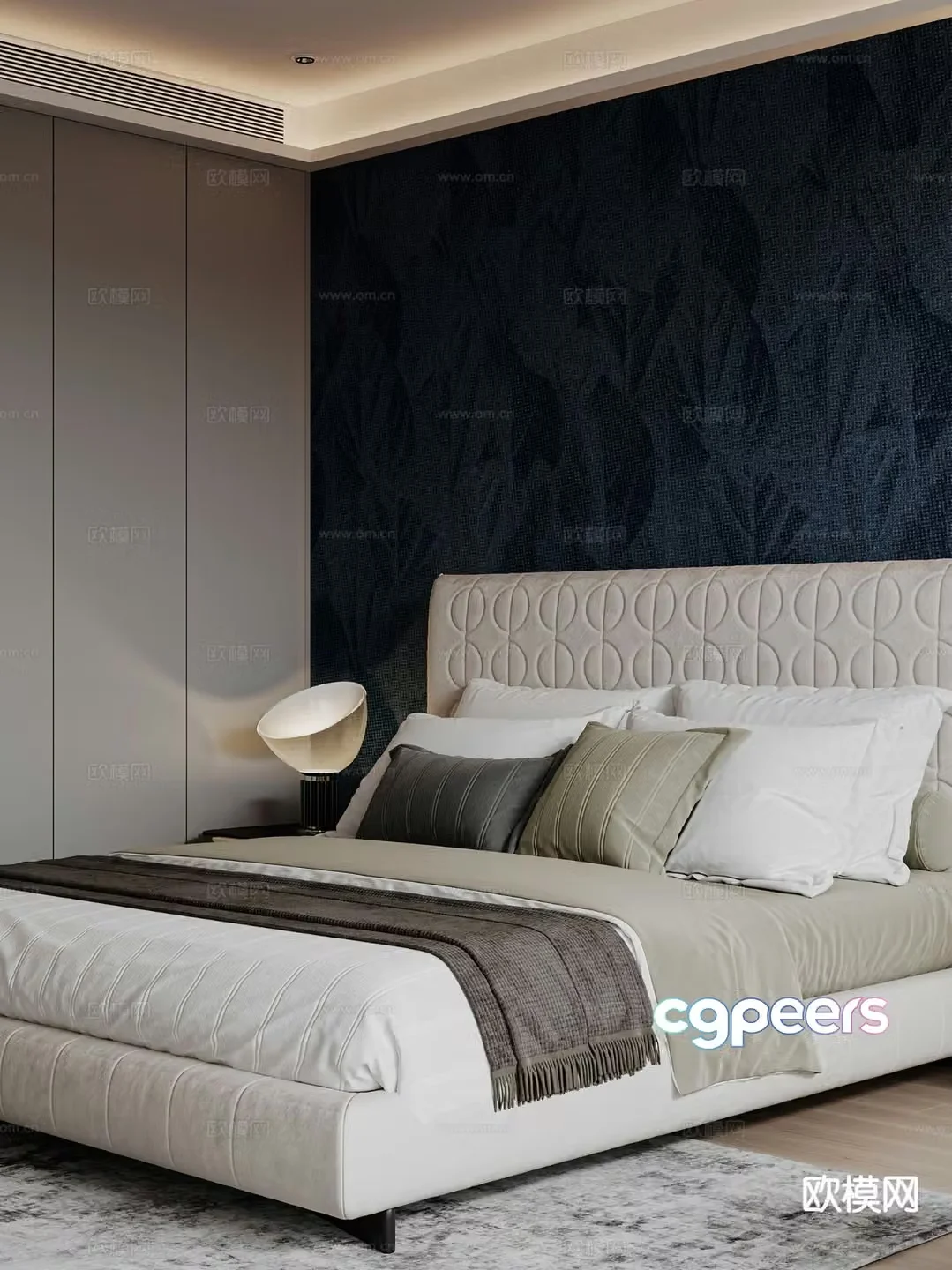 Modern double bed 3d model