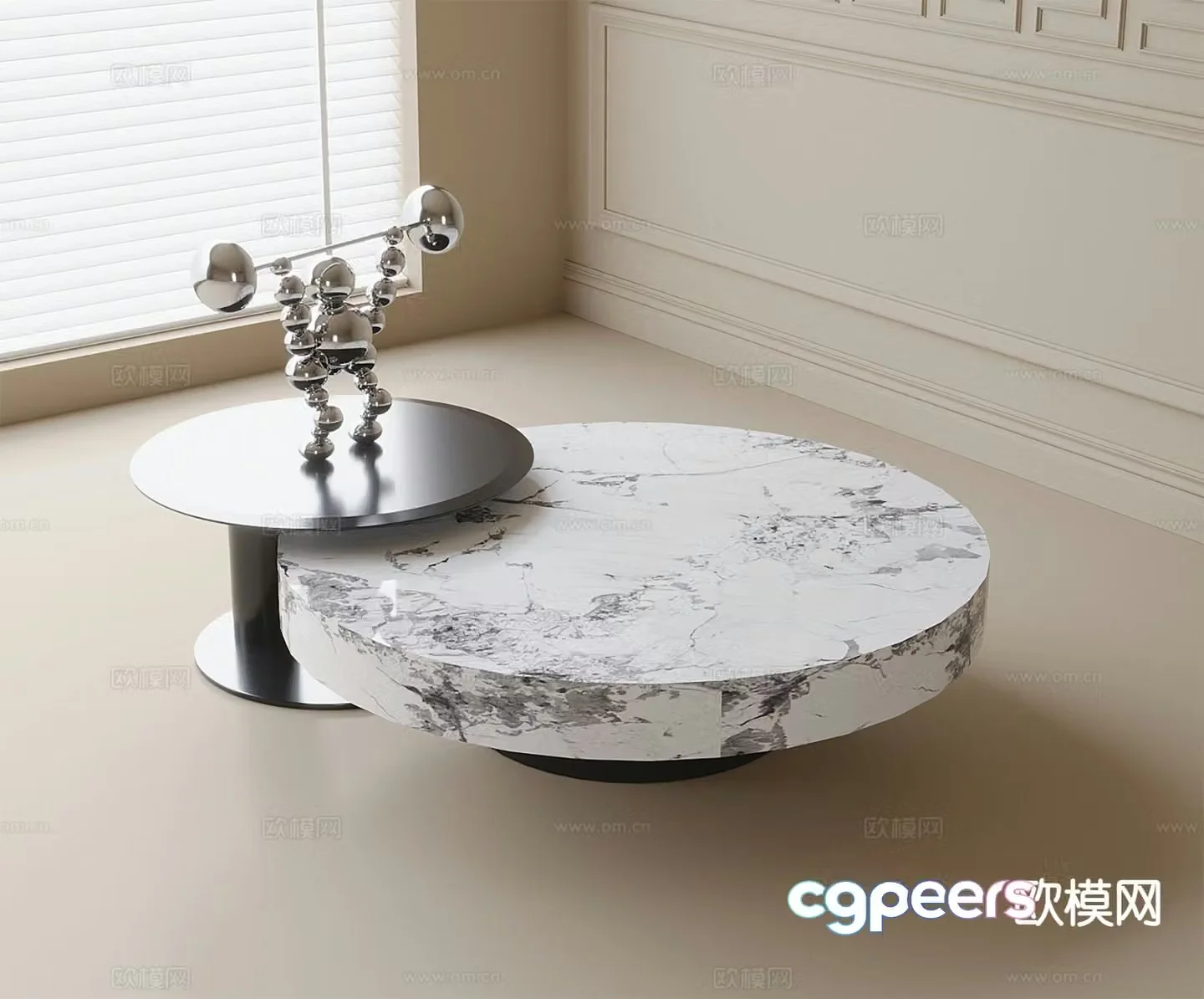 Modern double coffee table 3d model