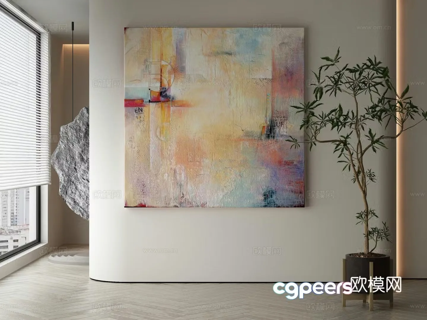 Modern Wasabi abstract hanging painting 3d model