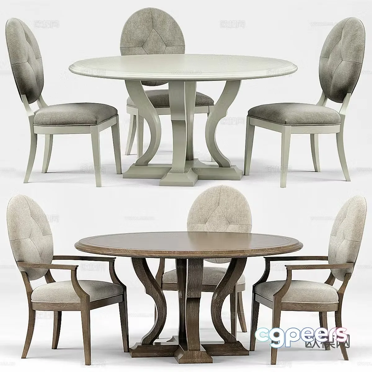 Dining table and dining chair combination 3D model