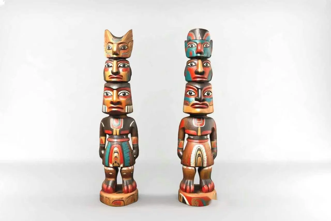 Two Totem Poles 3D Model – 23114 – VRAY Render