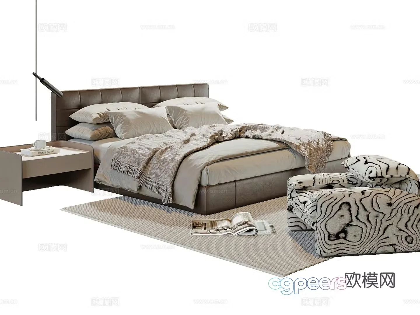 Modern double bed 3d model