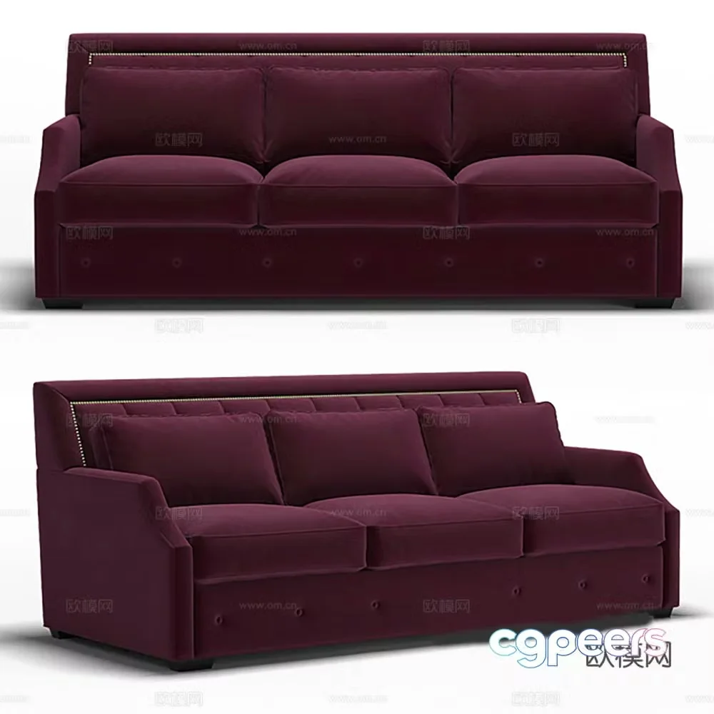 Sofa Three-person sofa Fabric sofa 3D model