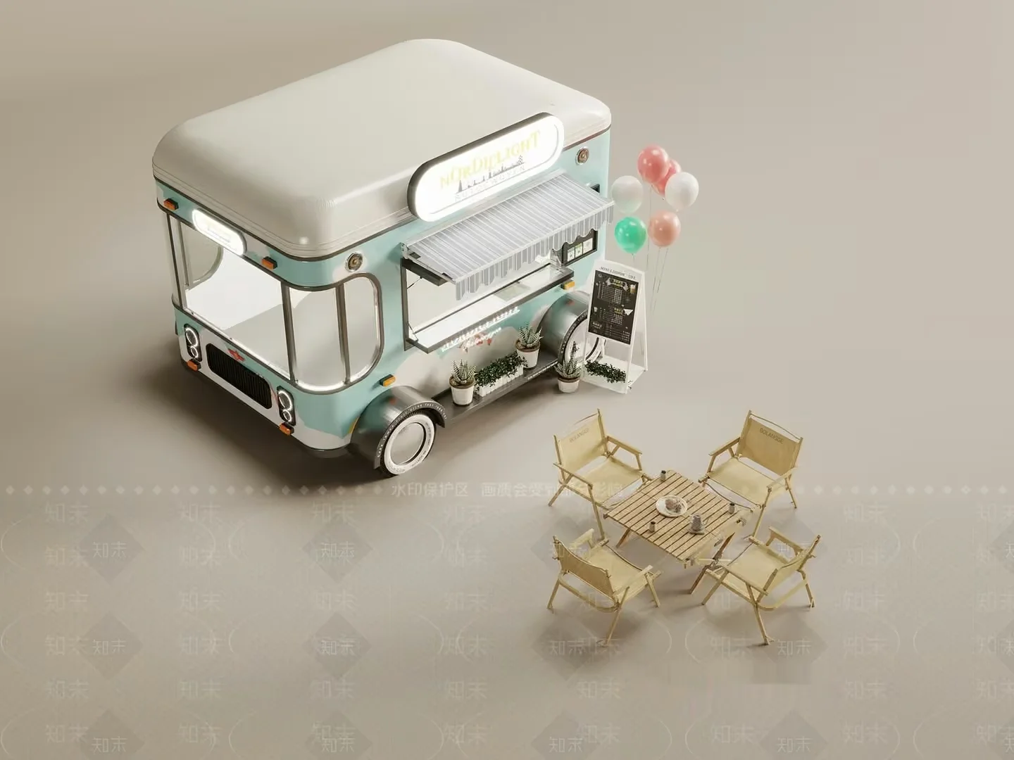 A Food Truck 3D Model – 3192 – VRAY Render