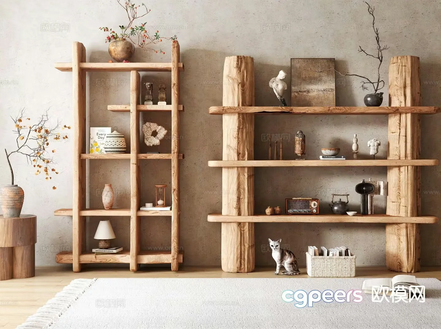 Wabi-sabi storage rack display rack display rack 3d model