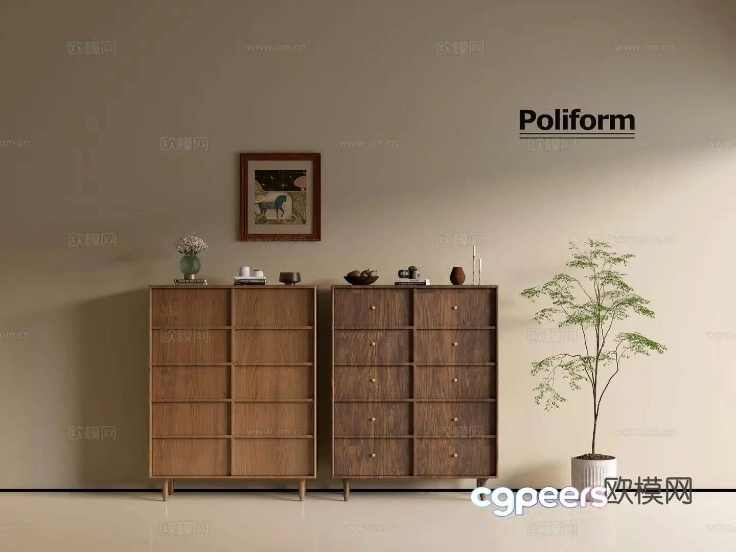 Modern wood grain cabinet ins wind minimalist wind cabinet whole cabinet sideboard balcony cabinet storage 3D model