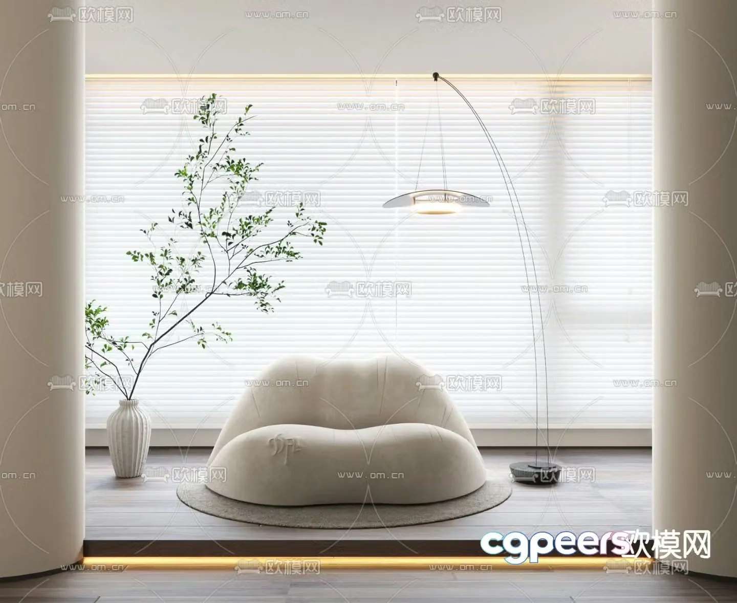 Cream style sofa leisure sofa 3d model