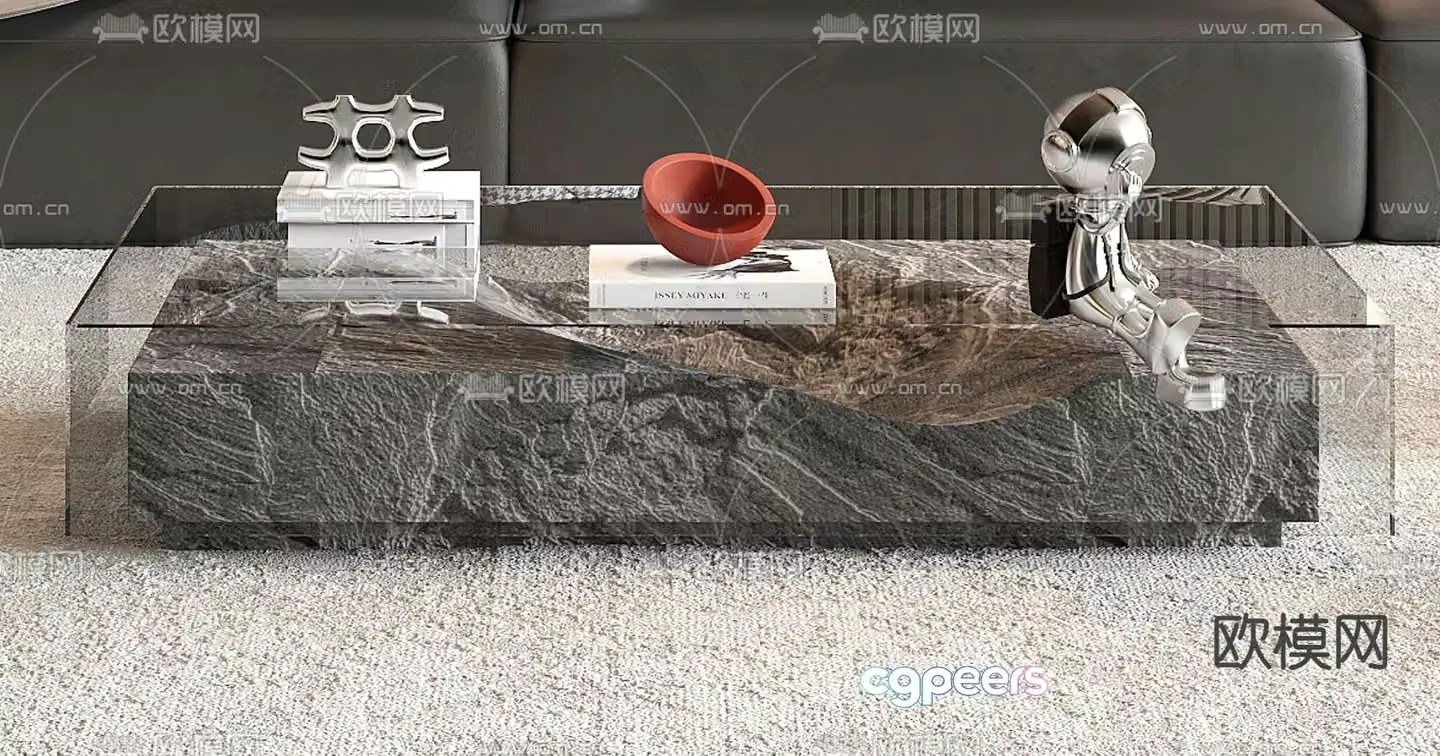 Glass coffee table marble coffee table 3d model