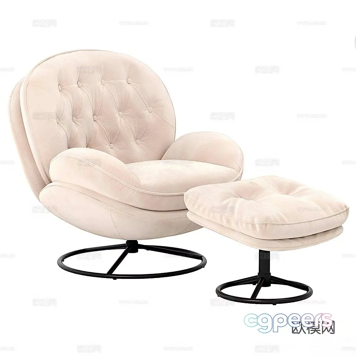 Simple European sofa chair leisure chair footrest 3D model