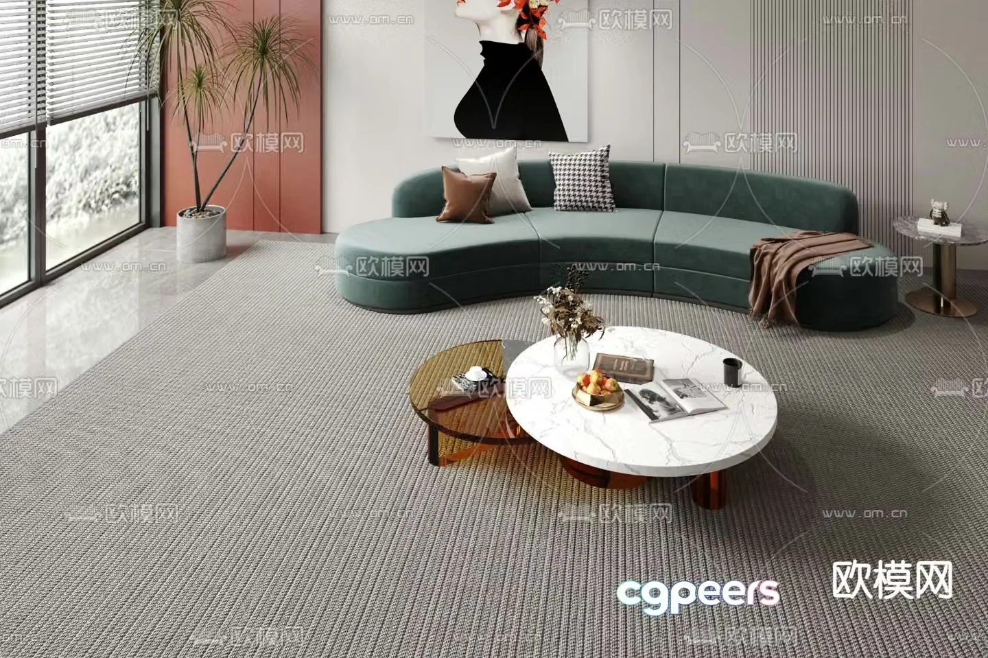Special shaped sofa curved sofa 3d model