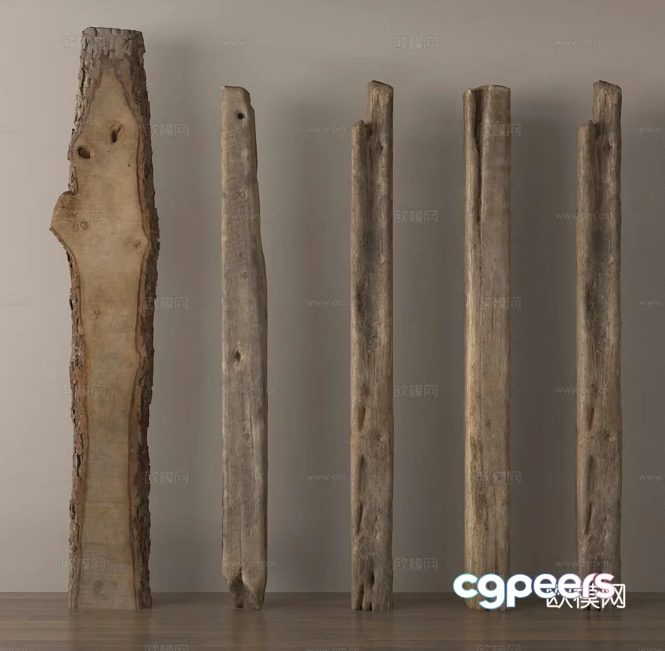 Wood B&B Wood Column Old Wood Wood Column Square Column 3D Model