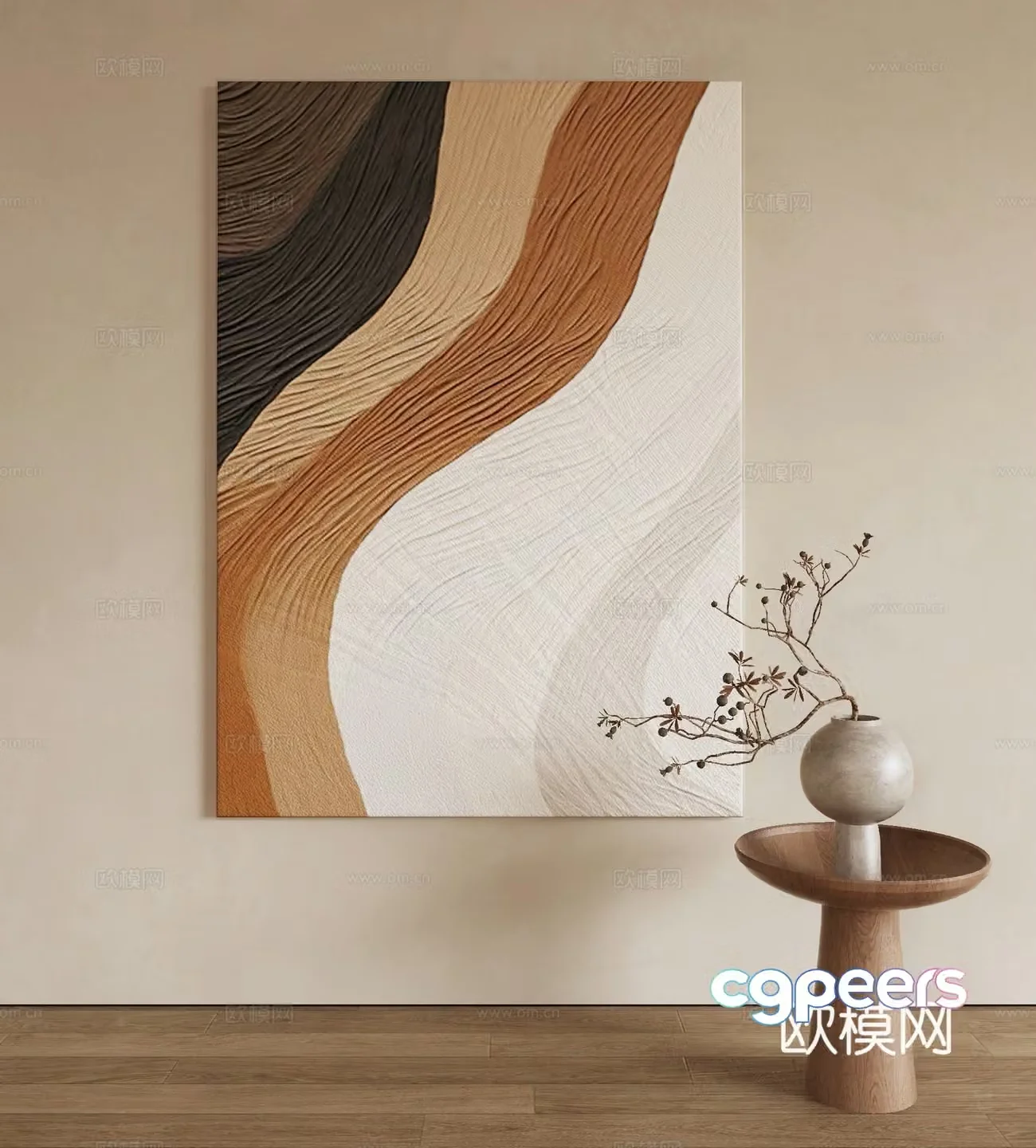 Modern texture painting decorative painting 3d model