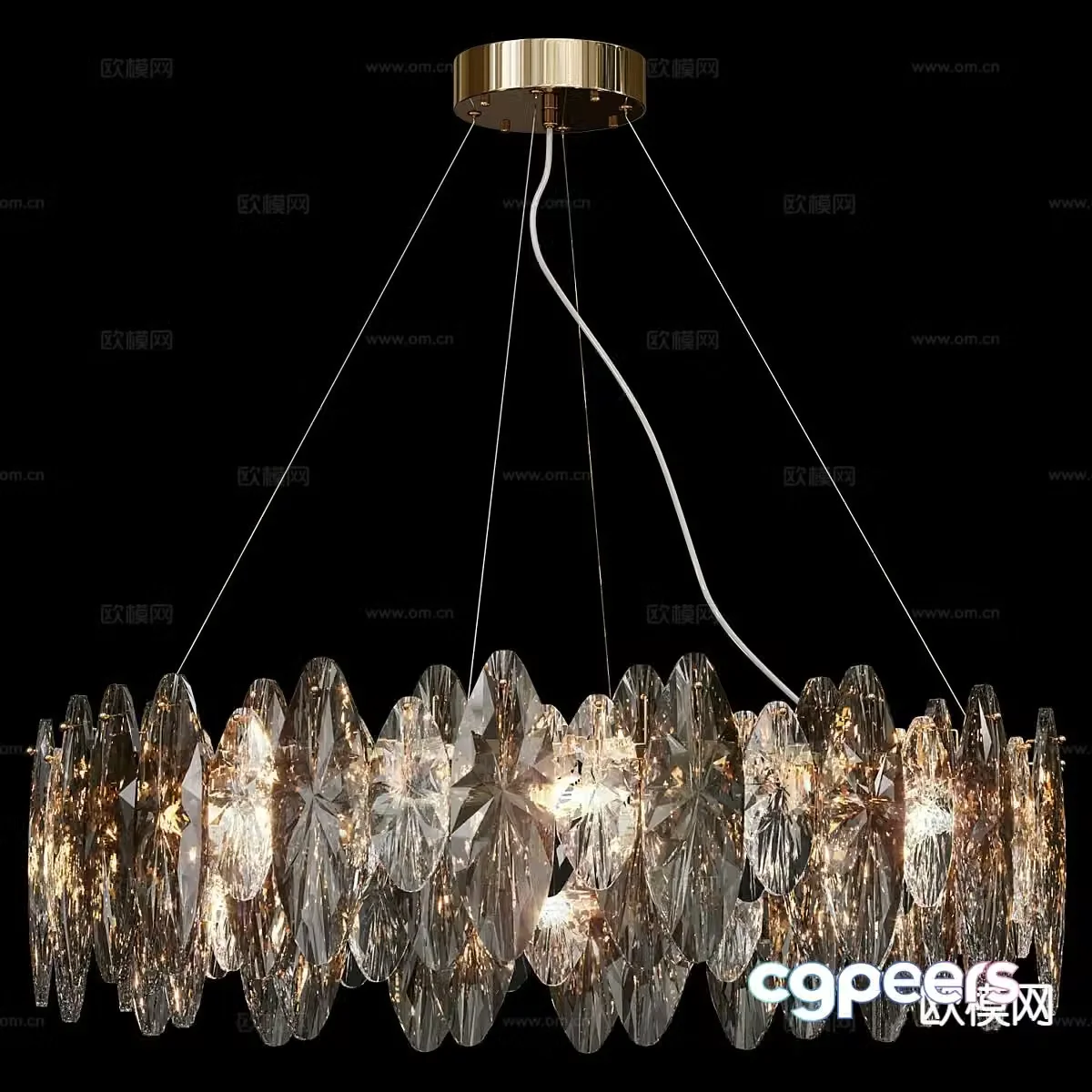 Light luxury crystal chandelier 3d model