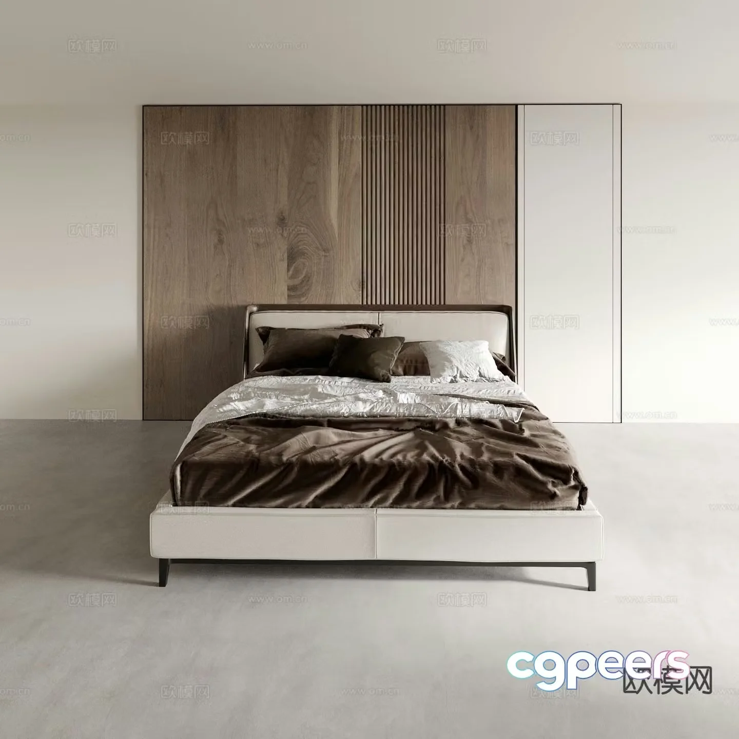 Italian bed double bed hotel bed 3d model