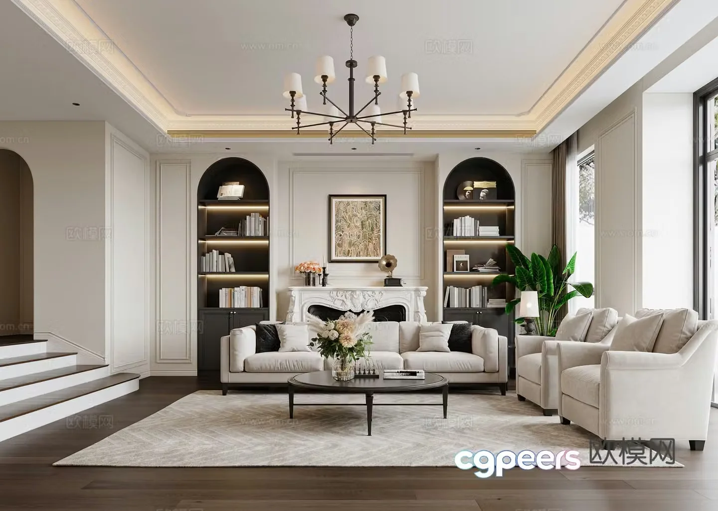 American living room 3d model