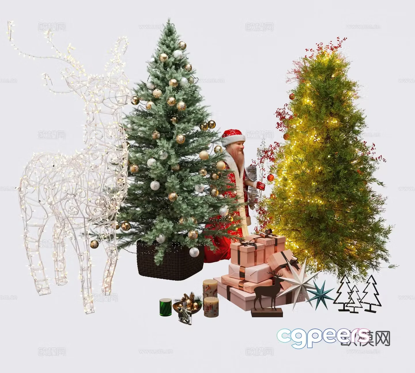 Christmas tree Santa Claus Gift Box Ornament Beauty 3D Model
