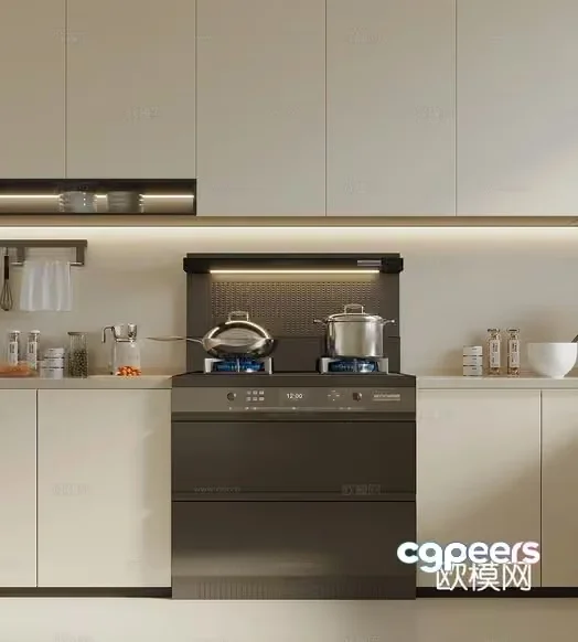 Modern Kitchen Design 3D Model – 7093 – VRAY Render