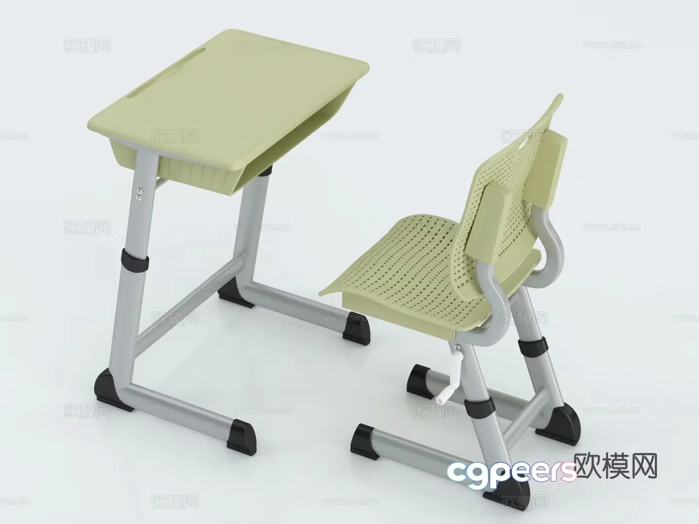 Modern student desk and chair 3d model