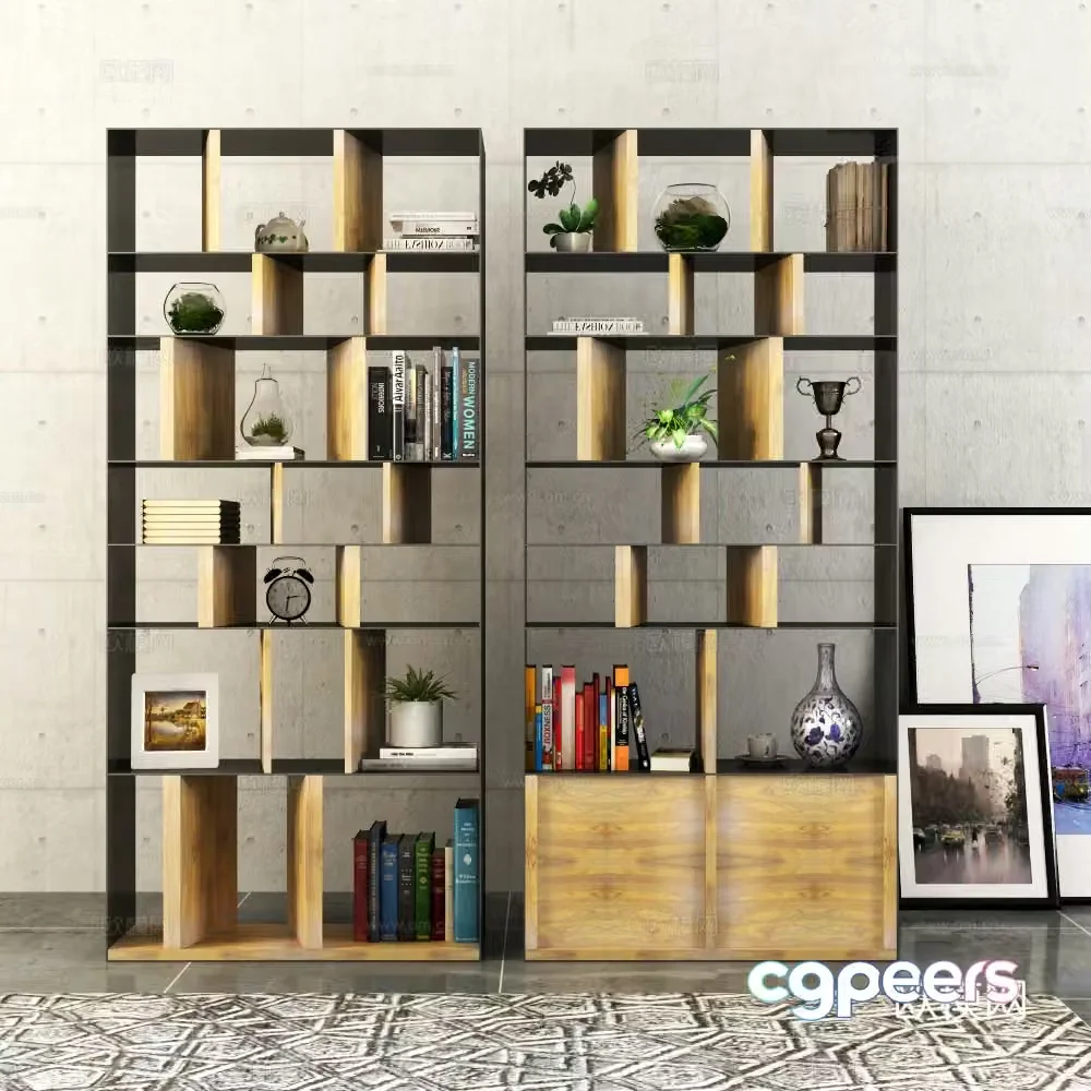 Industrial style bookshelf jewelry 3d model