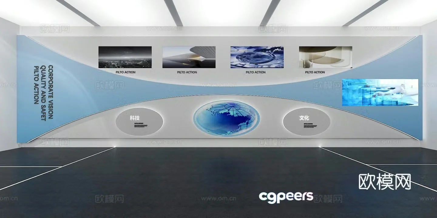 Cultural wall Corporate culture wall Display wall Classroom Exhibition hall Campus culture Corridor 3D model
