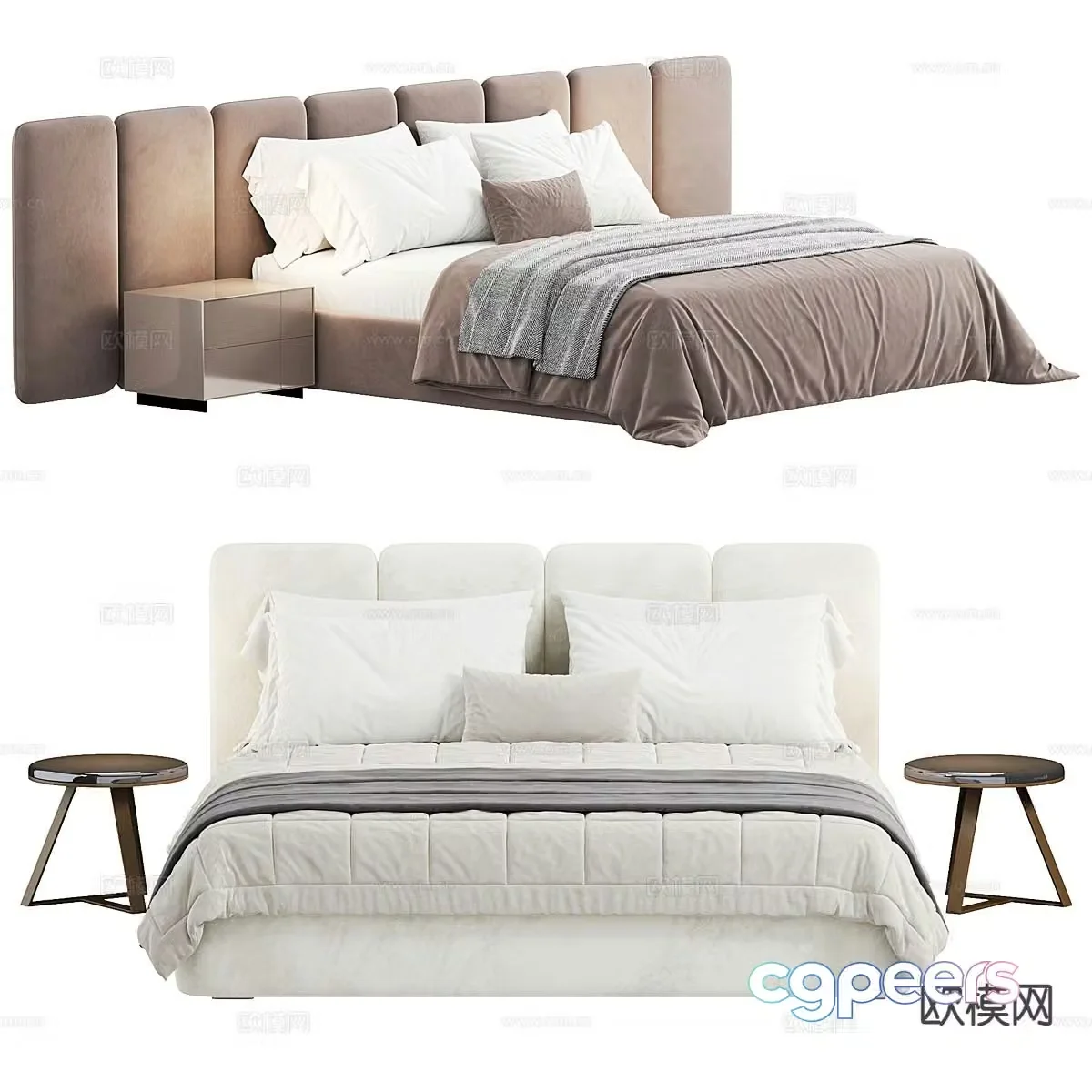 Modern double bed 3d model