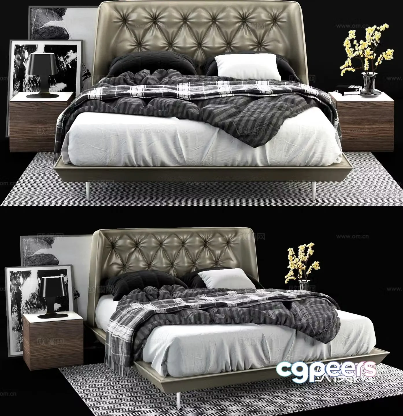 Modern double bed 3d model