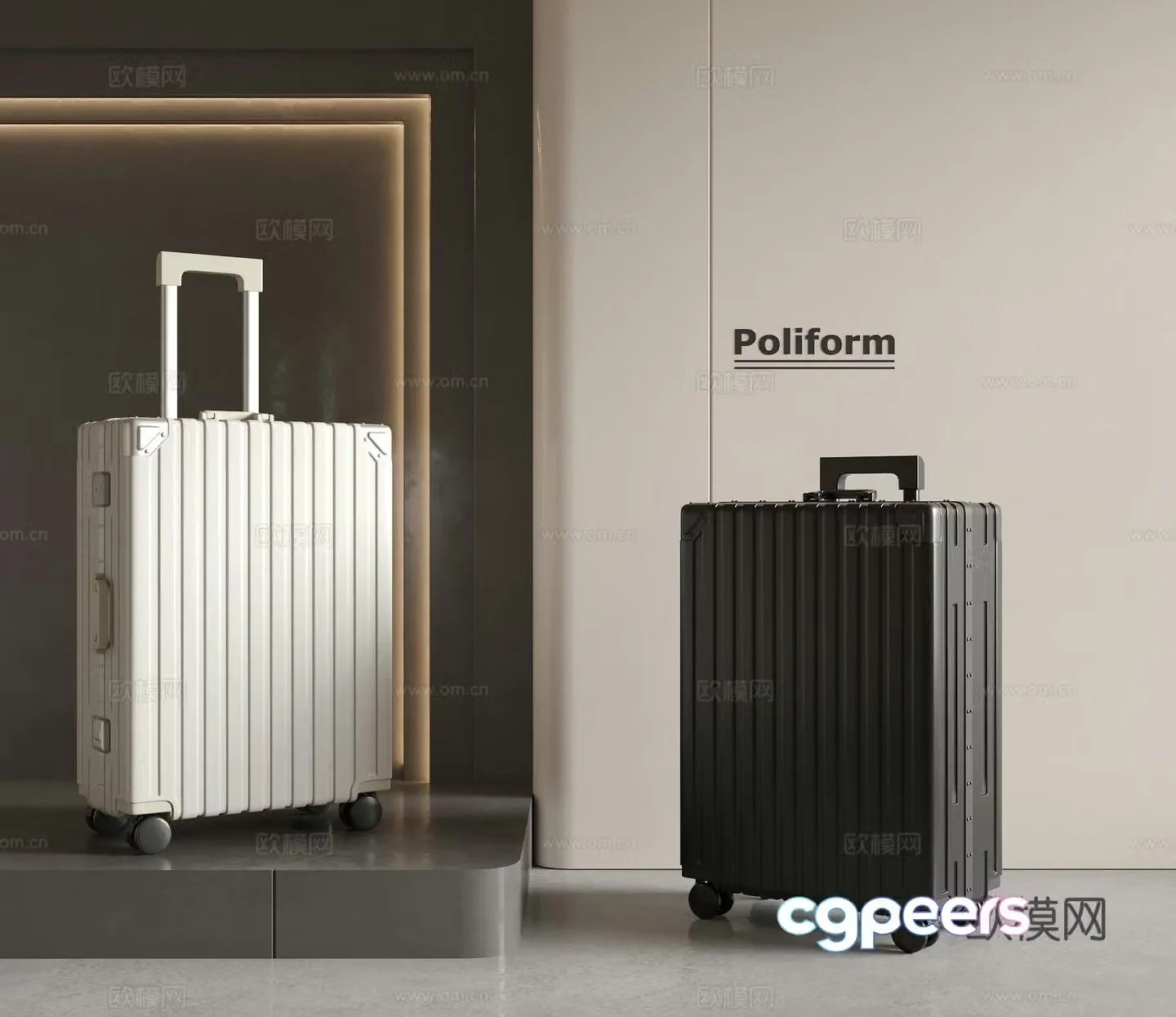 Modern suitcase trolley case 3d model