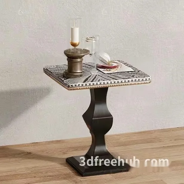 A Decorative Table With A Candle Holder And Other Objects On It 3D Model – 21513 – VRAY Render