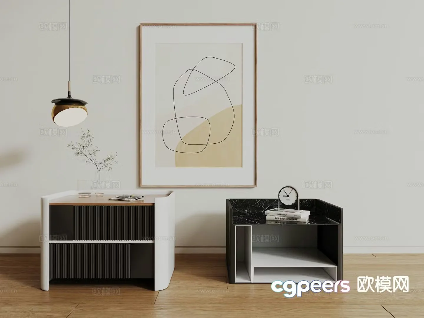 Modern bedside table 3d model