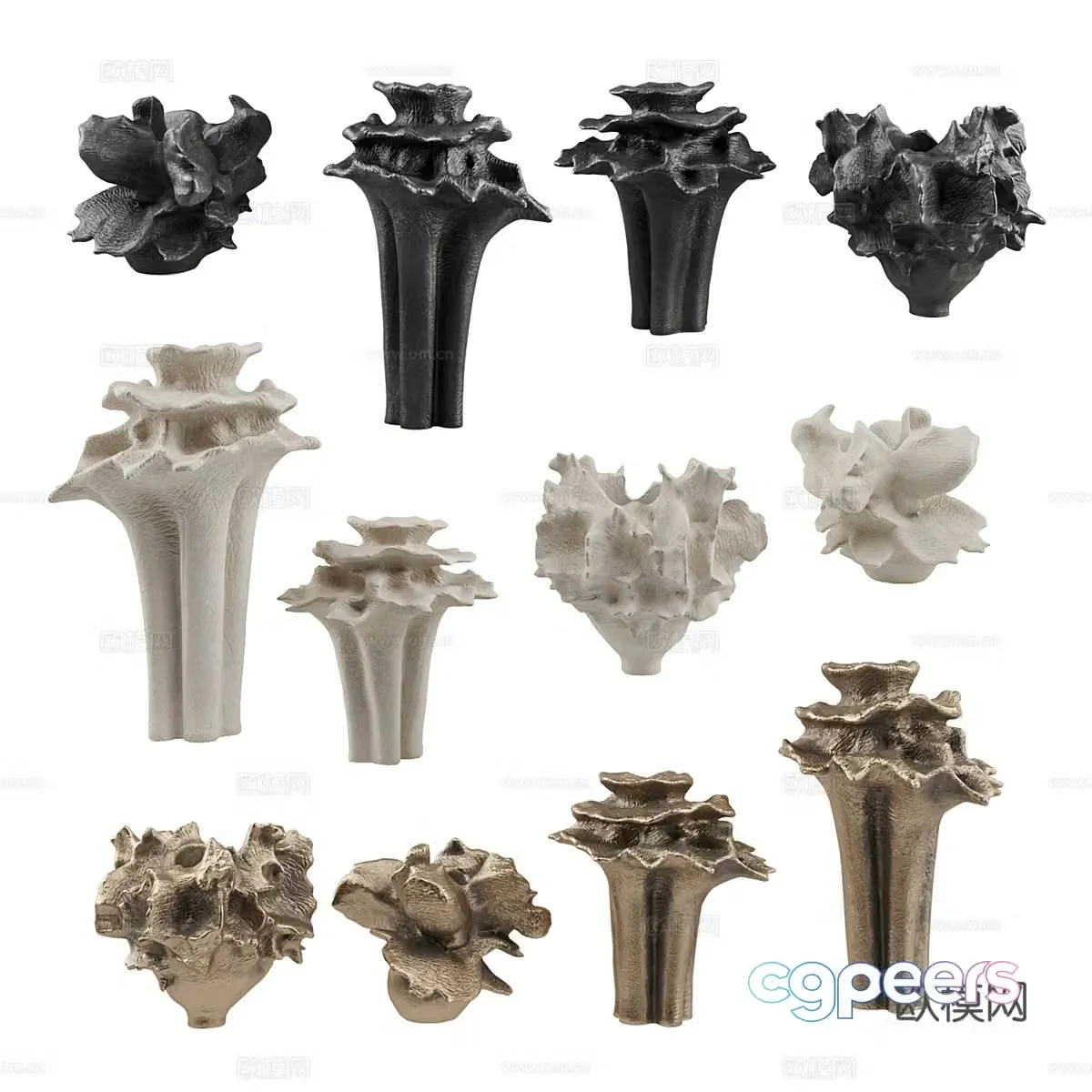 New Chinese coral art sculpture vase 3d model