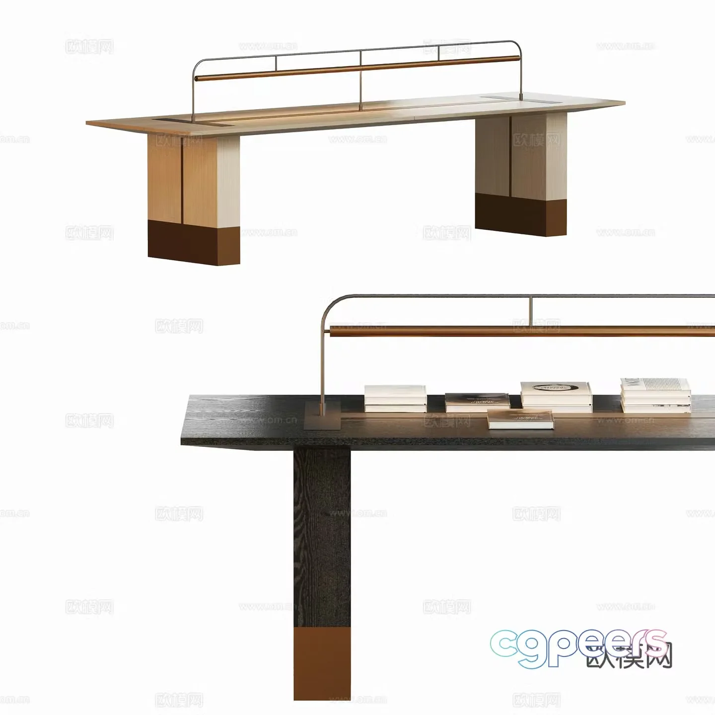 Modern sales office large table long desk 3D model
