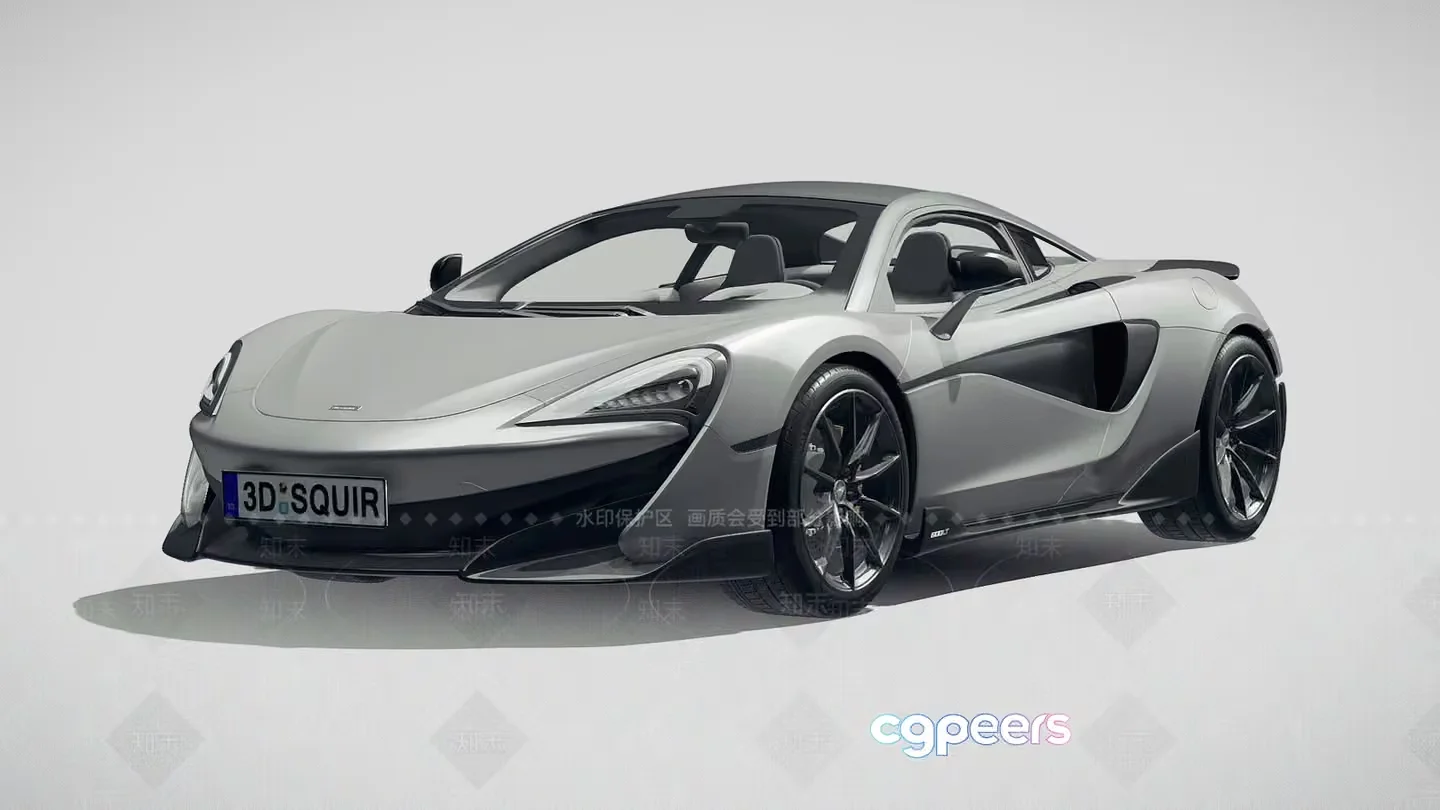 A Sleek Silver Sports Car 3D Model – 4348 – VRAY Render