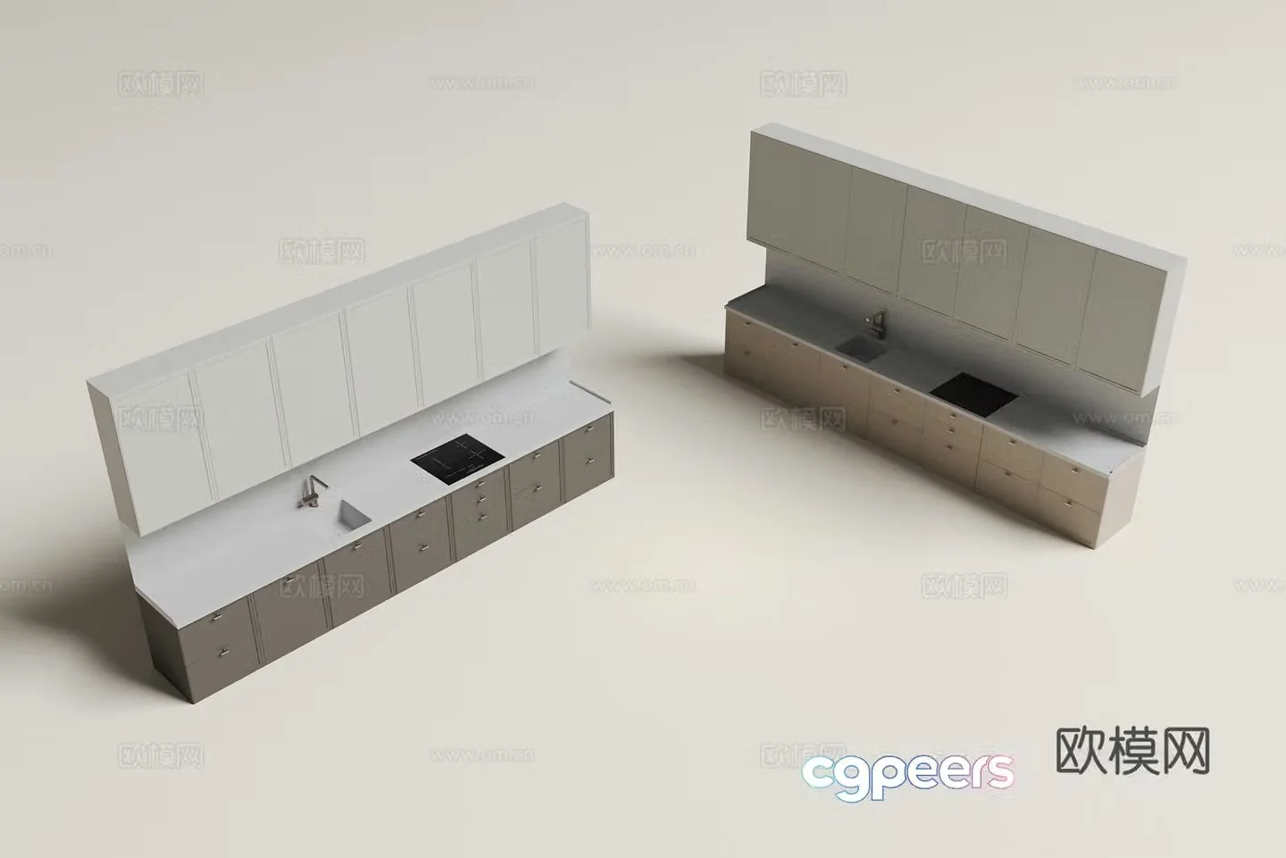Modern straight cabinet 3d model