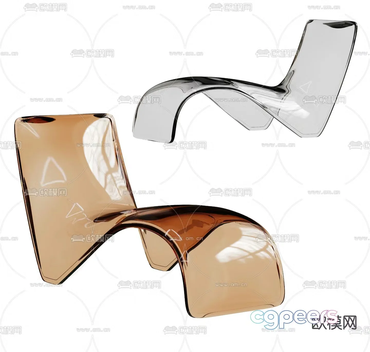 Acrylic chair leisure chair 3d model