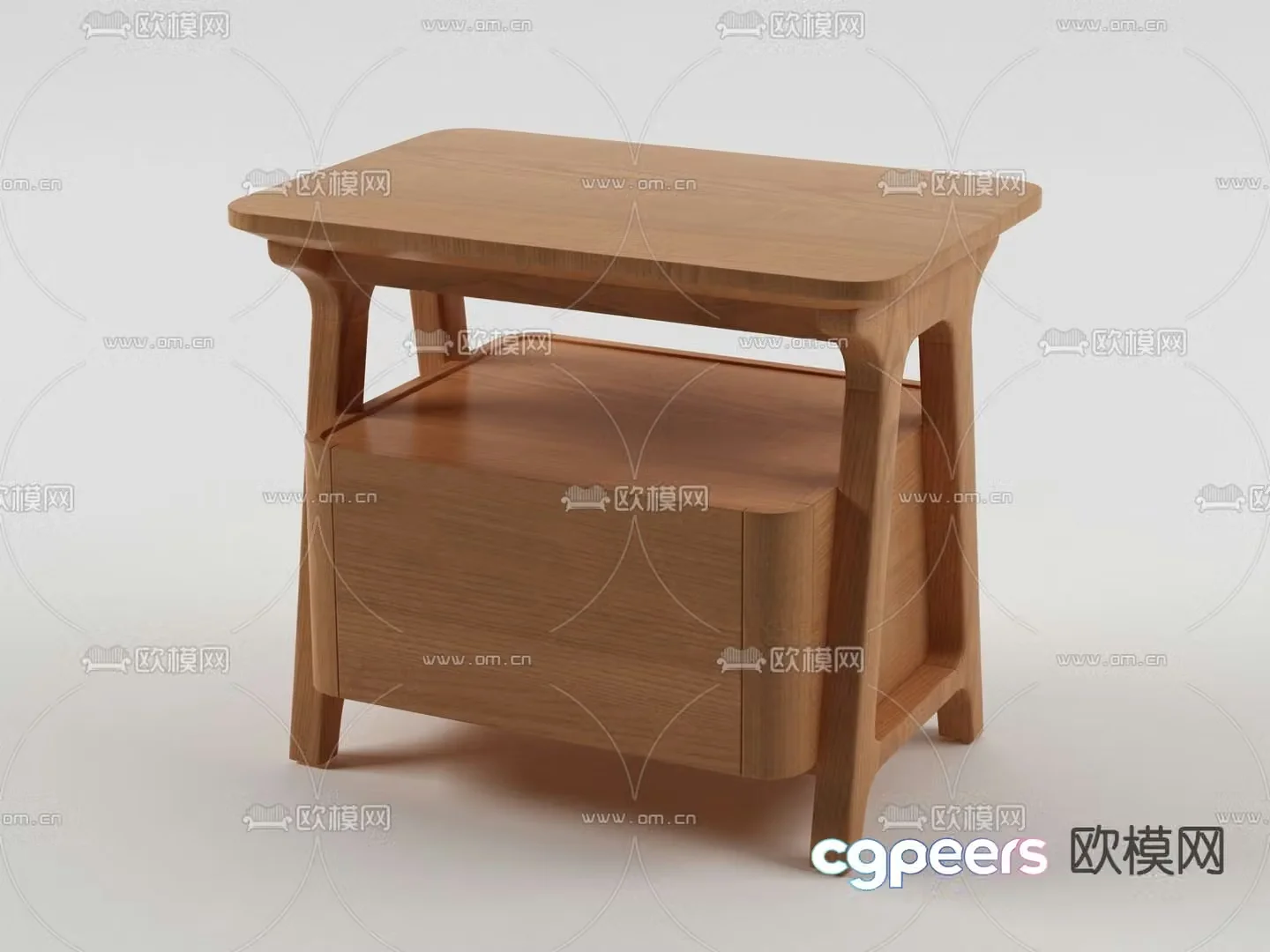 solid wood bedside table 3d model