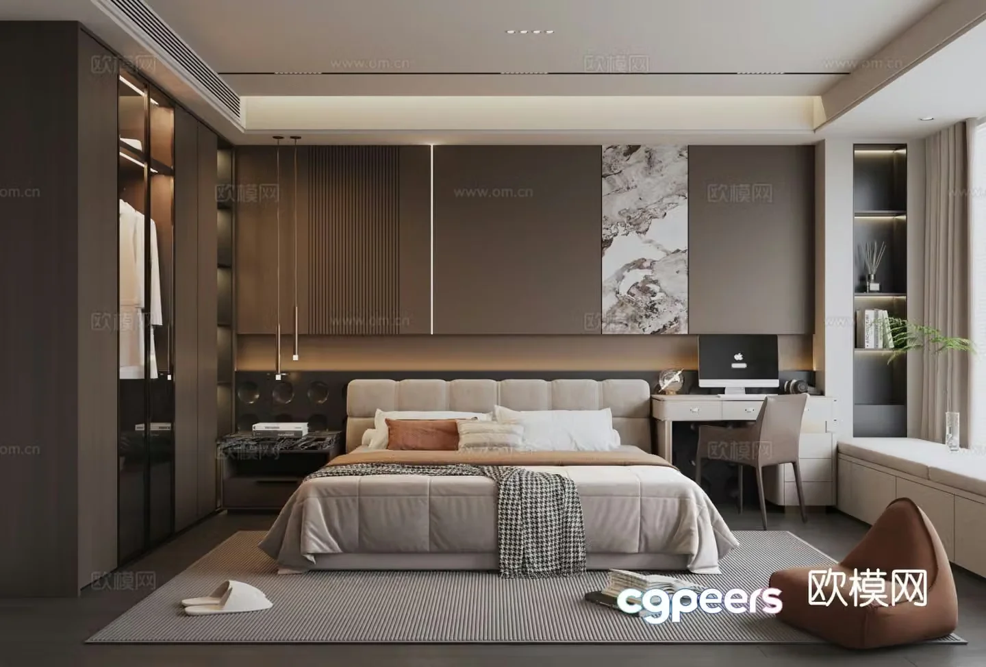 Modern Italian style bedroom master bedroom 3d model