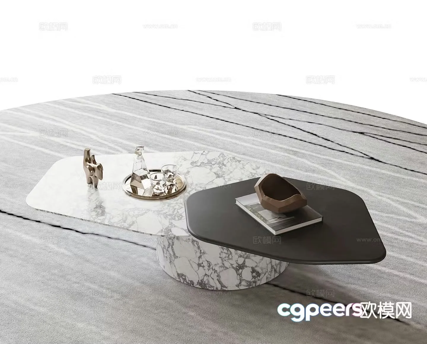 Modern double coffee table 3d model
