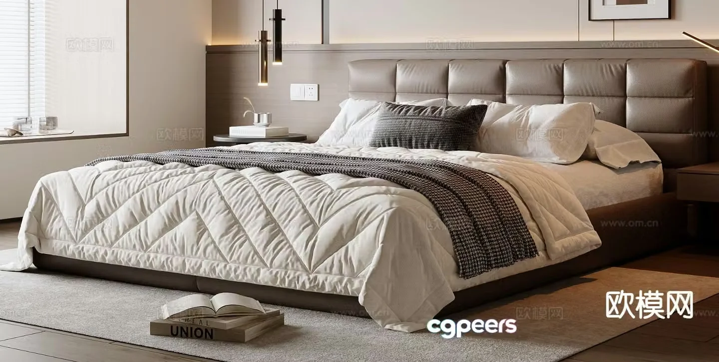 Italian double bed 3d model