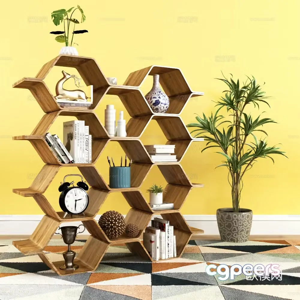 Modern bookshelf shelf 3d model