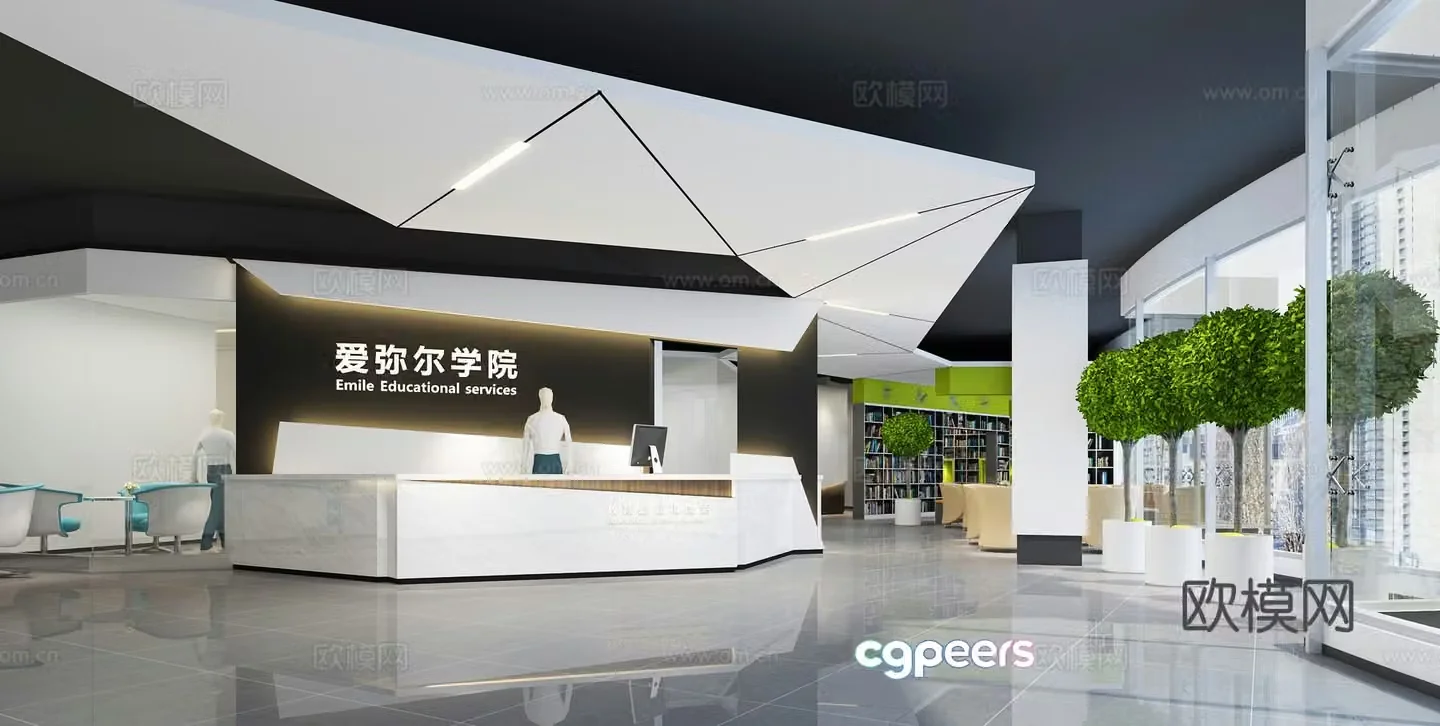 Modern Training School Ladder Classroom Reading Area 3D Model