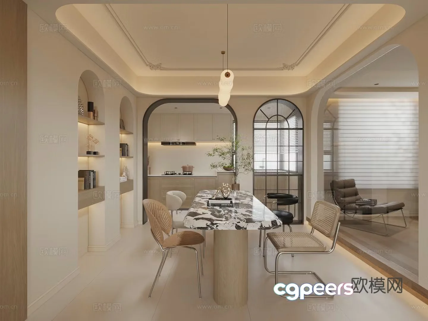 Modern French Restaurant 3D Model