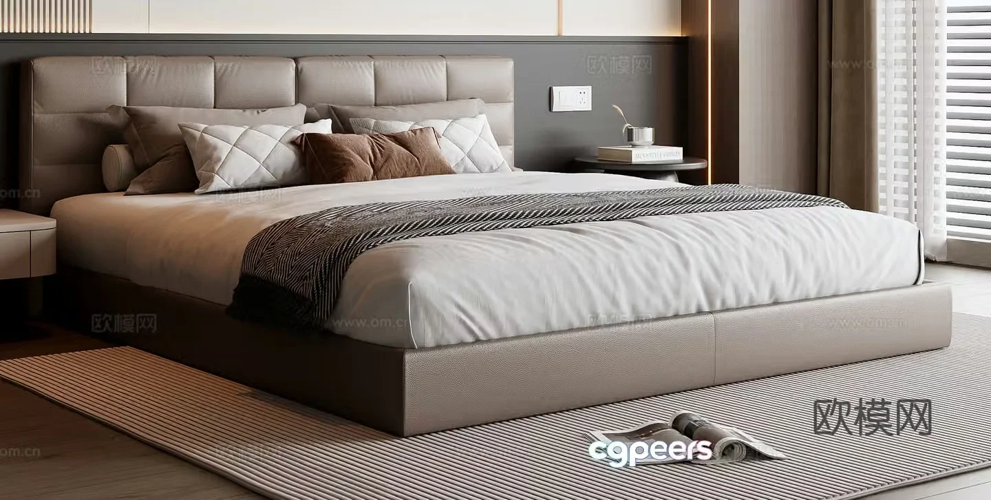 Modern double bed 3d model