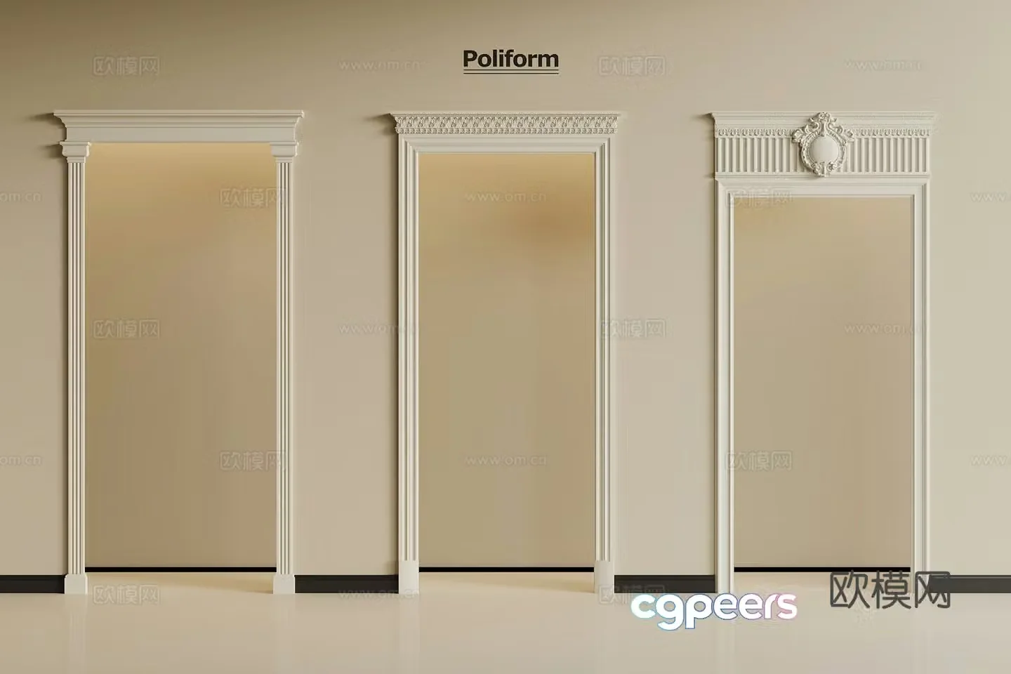 French door cover doorway 3D model