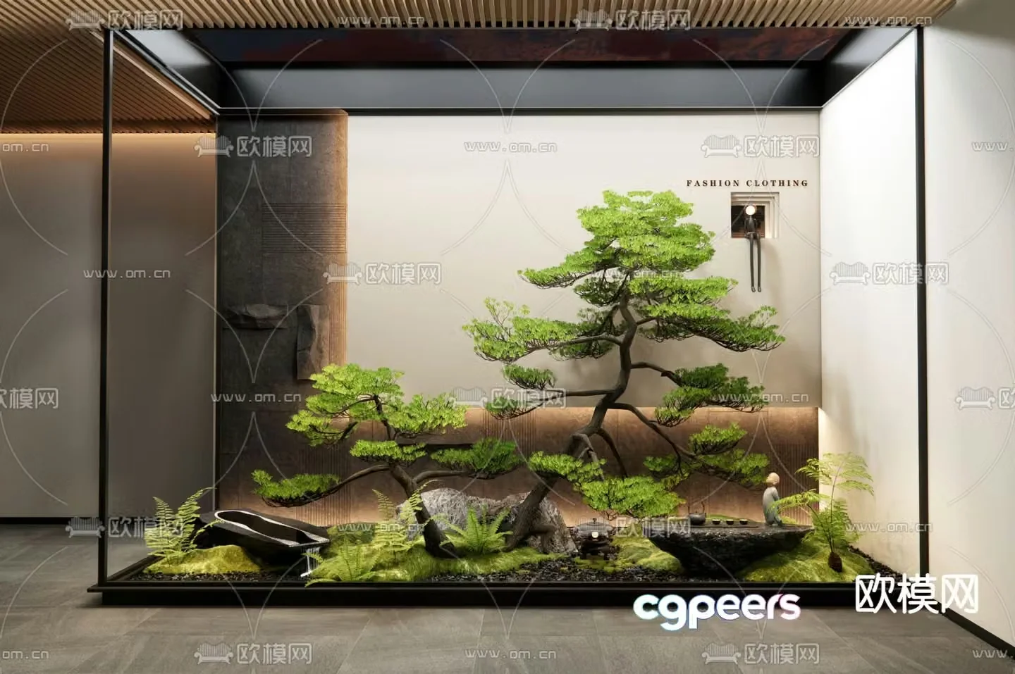 New Chinese style landscaping courtyard sketch 3D model