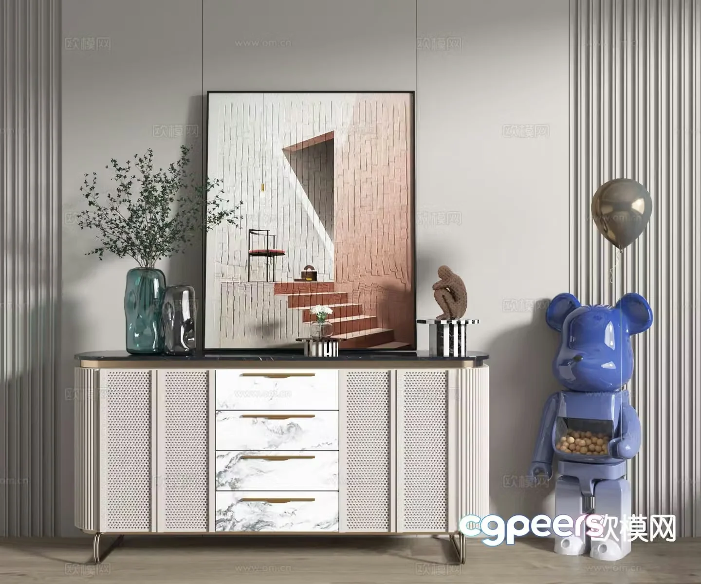 Modern side cabinet entrance cabinet 3d model